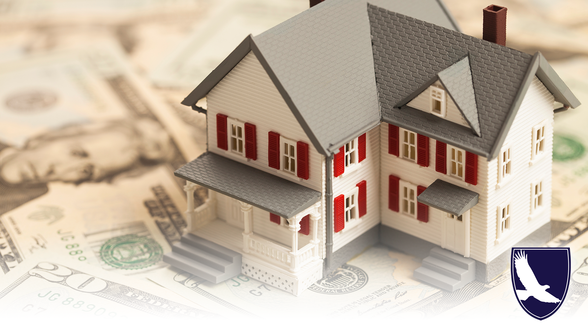 Single family house on pile of money